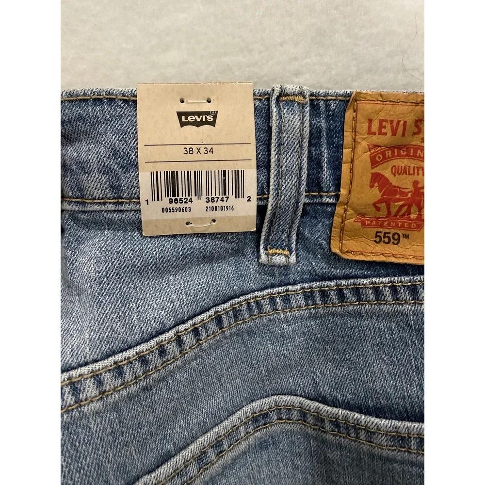 Levi's 559 Relaxed Straight Jeans Mens 38x34 Blue Denim Stretch 00559-0603